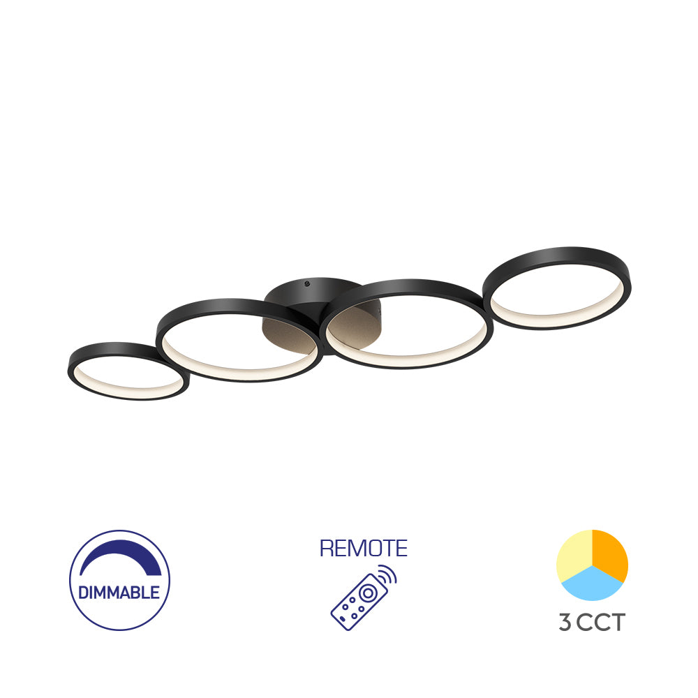 BRY-NELA-SR1-RND-CRNA-60W-SA DALJINSKIM-IP20-LED PLAFONJERA