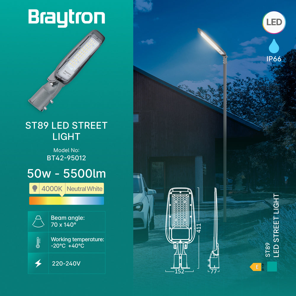 BRY-ST89-50W-SIVA-4000K-IP66-LED ULICNA SVETILJKA