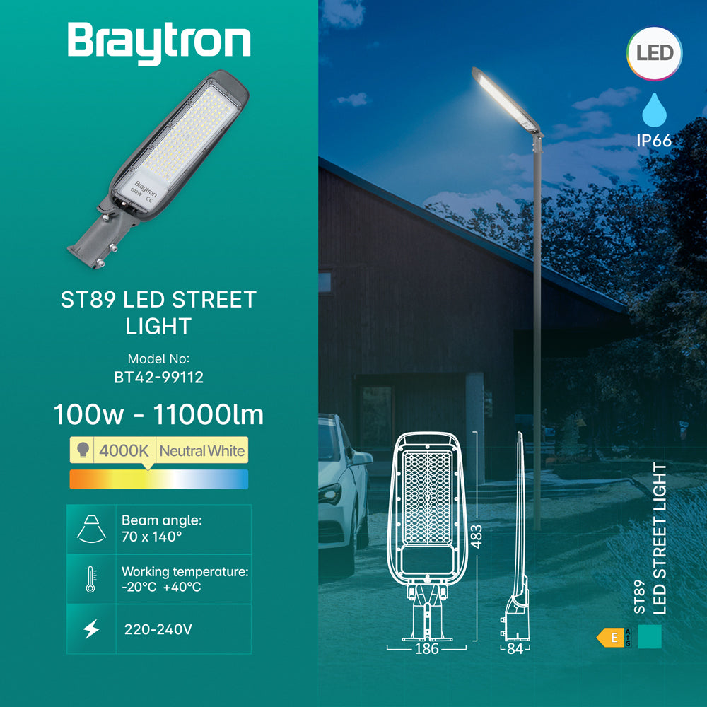 BRY-ST89-100W-SIVA-4000K-IP66-LED ULICNA SVETILJKA