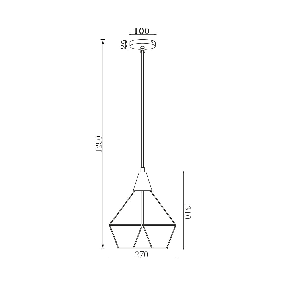 BRY-W003R-1H-1xE27-CRNA-DEKORATIVNA VISILICA