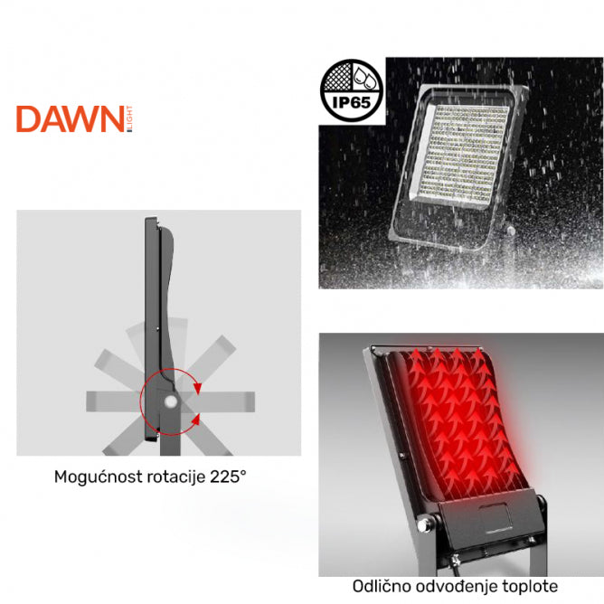 DAWN LED REFLEKTOR BR-FL200W-06 6000K 26000lm 90*120° IP65 MEANWELL