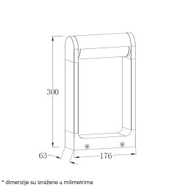 DAWN LED SVETILJKA 0230-300 STUBNA 12W 3000K IP65 SIVA