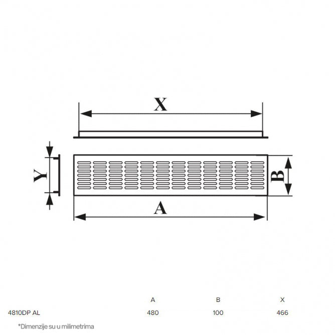 ERA ZALUZINA 4810DP Al SILVER (480x100 mm)