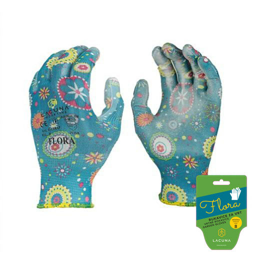 FLORA Vrtna rukavica  plava vel 8