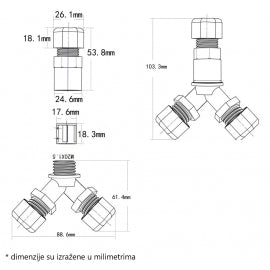 KONEKTOR KABLOVSKI IP68 XYS20(Y)-3P (0,5-2,5 mm2, 6,5-12mm)