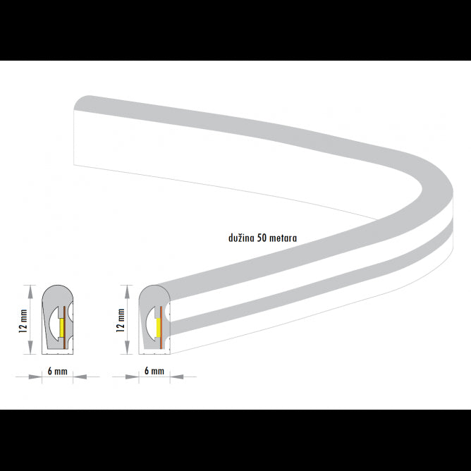 LED NEON FLEX KL-2835-120-W 24V IP65 (50met,8.8W/met)