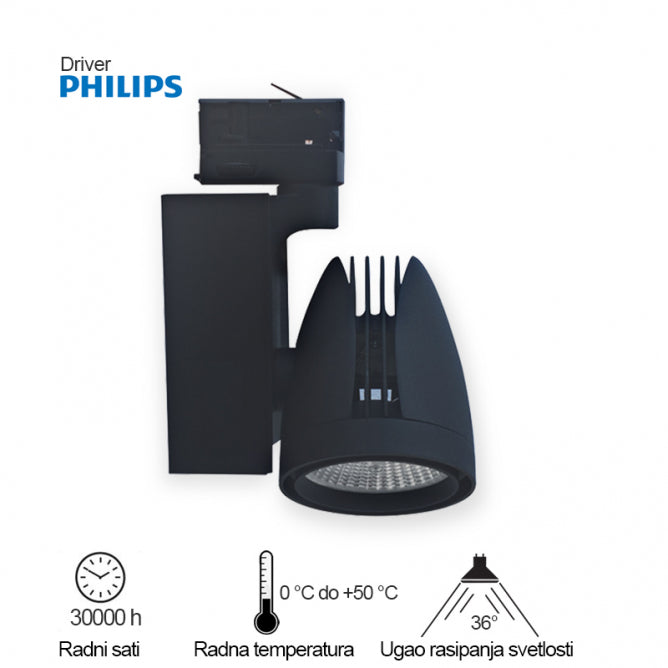 LED REF SINSKI 337201-2 30W 3000K CRNI TROFAZNI