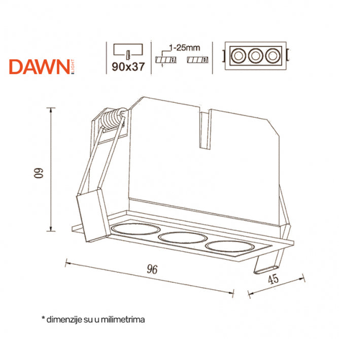 LED SVETILJKA FGL03  9W 3000K 40° BELA