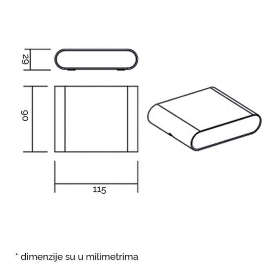 LED SVETILJKA JM-075 ZIDNA 6.5W 3000K IP54 CRNA
