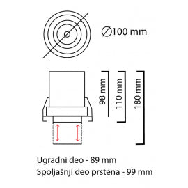 LED SVETILJKA JM-4601 U/Z PLAFONSKA 12W 3000K 24° DIM. CRNA