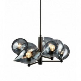 LUNA 115 LUSTER 6*E14 BLACK/SMOKED GLASS