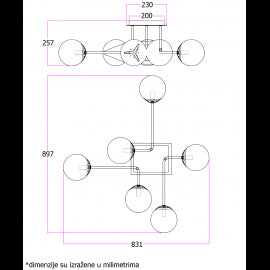 LUNA 188 LUSTER 6*G9 HROM/ZADIMLJENO STAKLO
