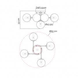 LUNA 207 LUSTER 5*E14 CRNA/MESING