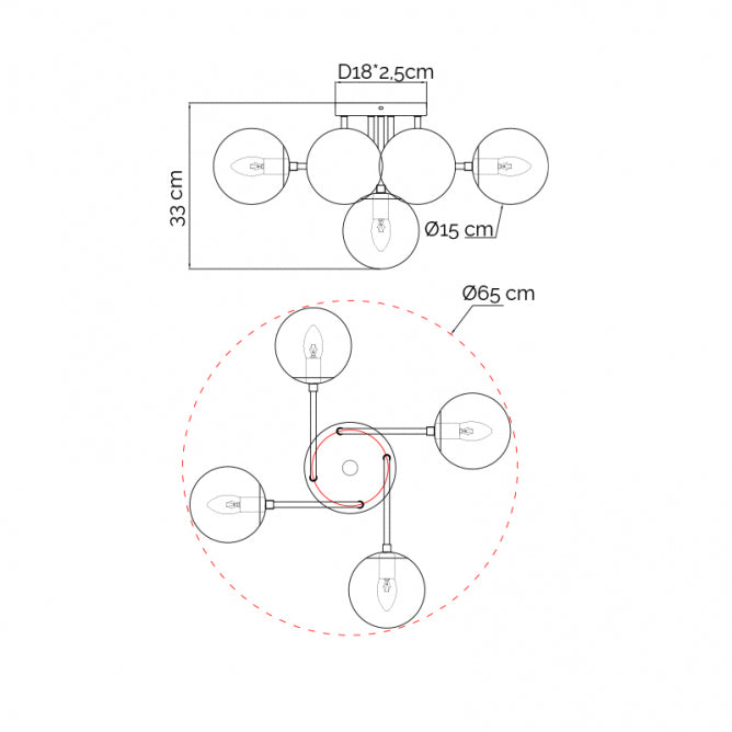 LUNA 207 LUSTER 5*E14 CRNA/MESING