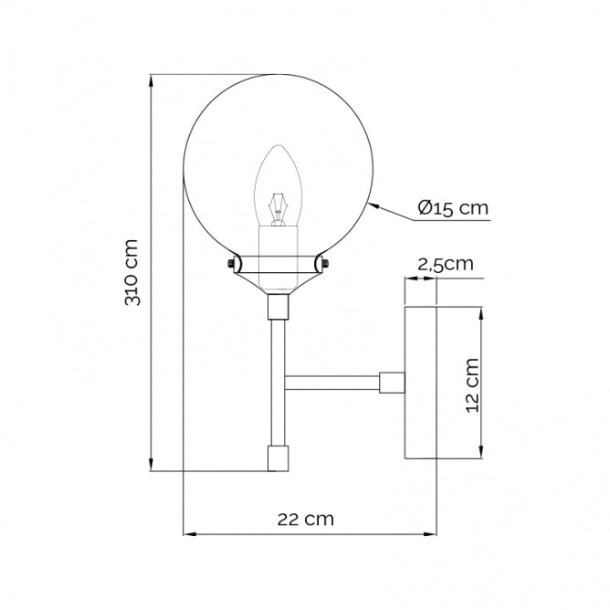 LUNA 208 ZIDNA LAMPA 1*E14 MESING