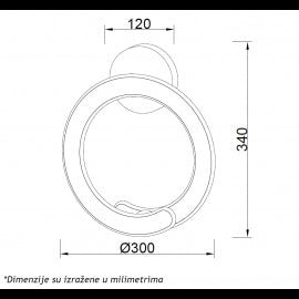 LUNA 260 ZIDNA LAMPA 24W 3000K MESING