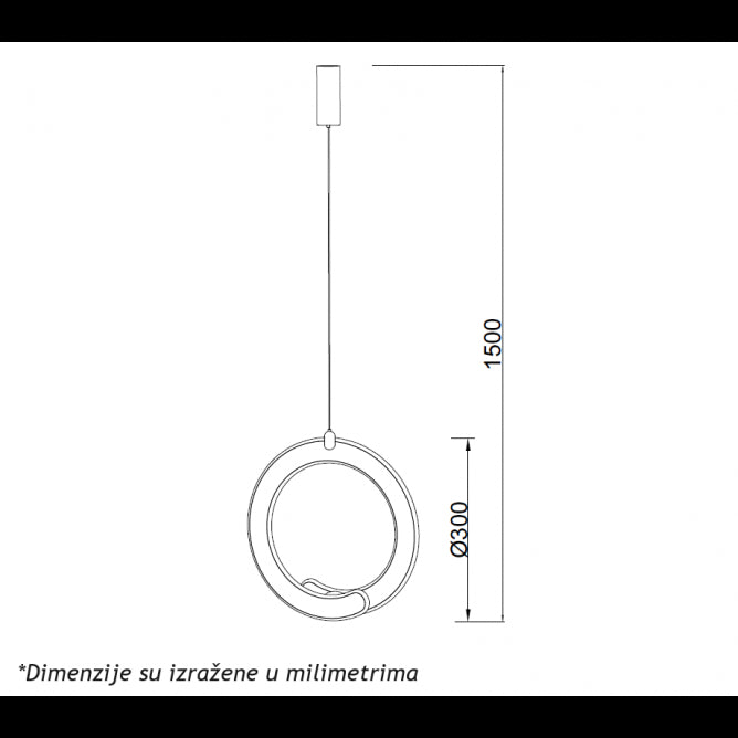 LUNA 261 VISILICA 24W 3000K CRNA