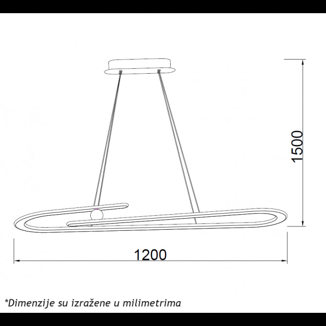 LUNA 265 LUSTER 60W 3000K CRNA