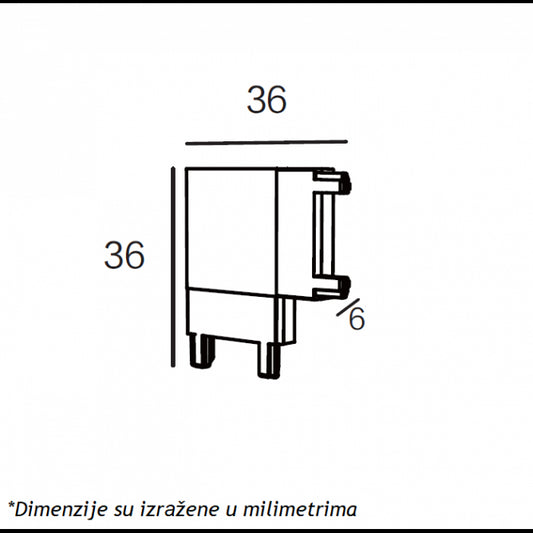 MAGNETIC SLIM KONEKTOR L CRNI (26-A-L)