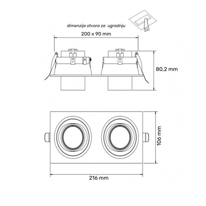 ROZETNA 718 2*GU10 BELA