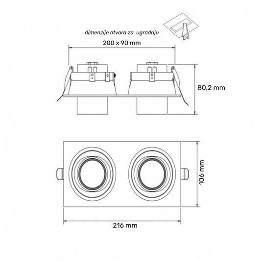 ROZETNA 718 2*GU10 BELA