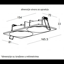 ROZETNA JM-052 2*GU10 CRNA