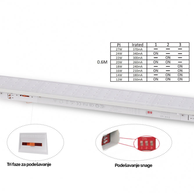 SINSKA SVETILJKA JM-4072 12-27W 4000K 90° 600mm BELA