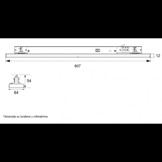 SINSKA SVETILJKA JM-4072 12-27W 4000K 90° 600mm CRNA