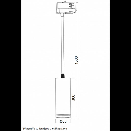 SINSKA SVETILJKA TS210D 1*GU10 BELA TROFAZNA