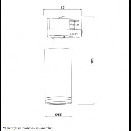 SINSKI REFLEKTOR TS194D 1XGU10 CRNI TROFAZNI