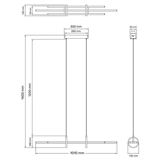 SOLEA 1 LUSTER 36W 3000/4000/6000K CRNA/ZLATO