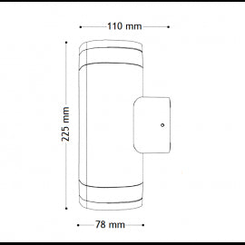 SVETILJKA 2182S ZIDNA SIVA 2*GU10 IP54