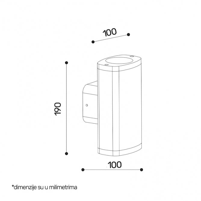 SVETILJKA 2472 ZIDNA 2*GU10 IP54 CRNA