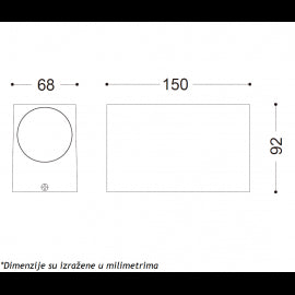 SVETILJKA A2204 ZIDNA 2*GU10 IP44 TAMNO SIVA