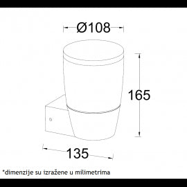 SVETILJKA JM-068 ZIDNA 1*E27 IP54 ANTRACIT