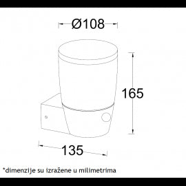 SVETILJKA JM-069 ZIDNA 1*E27 IP54 ANTRACIT