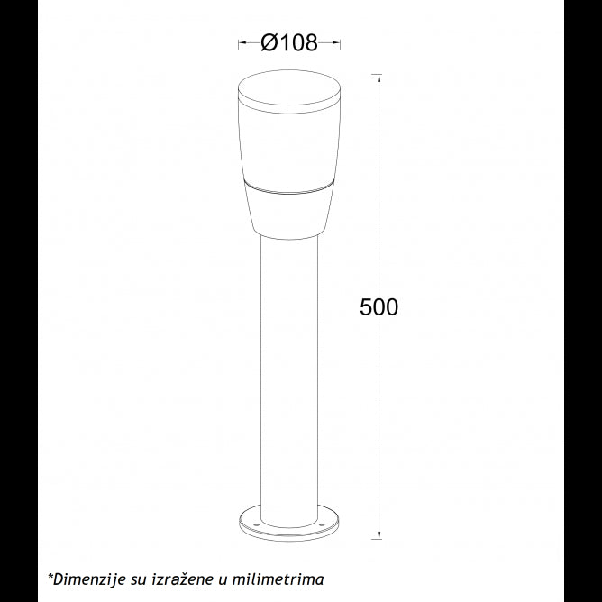 SVETILJKA JM-071 STUBNA 1*E27 IP54 ANTRACIT (h-500 mm)