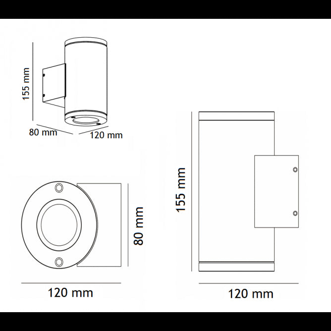 SVETILJKA JM-2102 ZIDNA BELA 2*GU10 IP65