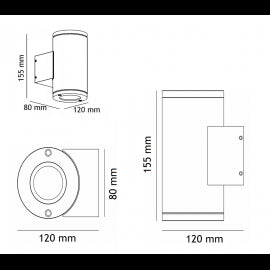 SVETILJKA JM-2102 ZIDNA CRNA 2*GU10 IP65