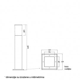 SVETILJKA JM-4607-500 STUBNA 1*E27 IP65 ANTRACIT