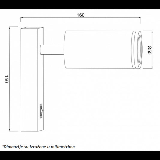 SVETILJKA TS194F ZIDNA 1*GU10 CRNA