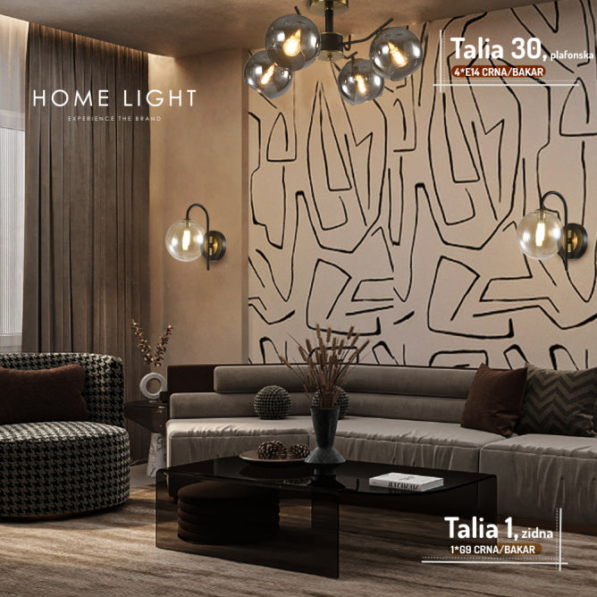 TALIA 1 ZIDNA LAMPA 1*G9 CRNA/BAKAR