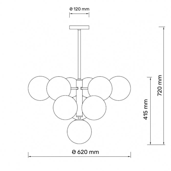 TALIA 13 LUSTER 10*G9 CRNA/BAKAR