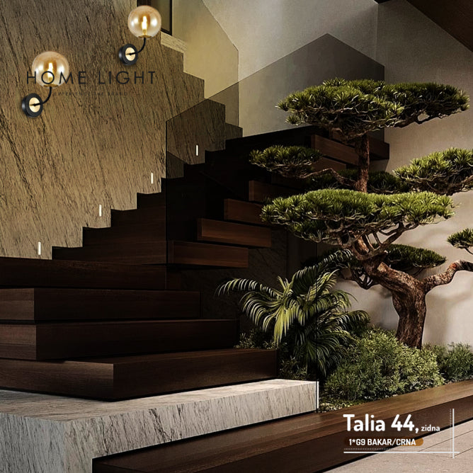 TALIA 44 ZIDNA LAMPA 1*G9 BAKAR/CRNA