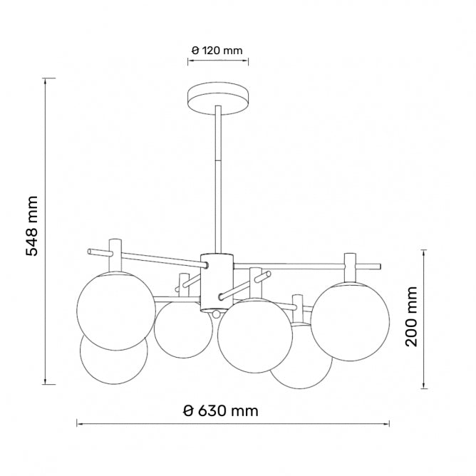 TALIA 5 LUSTER 8*G9 CRNA/BAKAR
