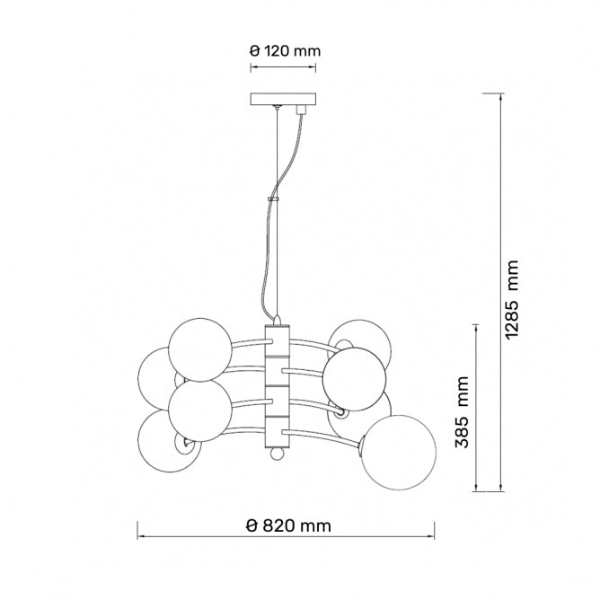 TALIA 50 LUSTER 8*G9 CRNA/BAKAR