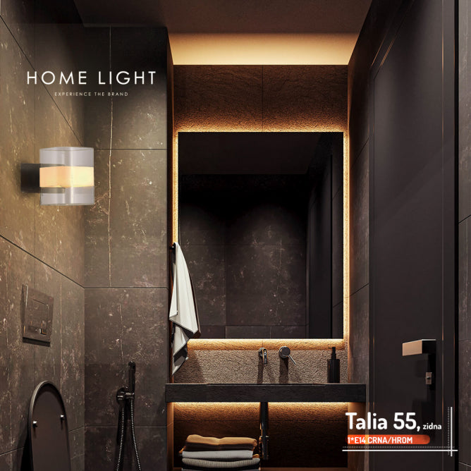 TALIA 55 ZIDNA LAMPA 1*E14 CRNA/HROM
