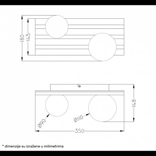 TALIA 60 PLAFONSKA SVETILJKA 2*G9 DRVO
