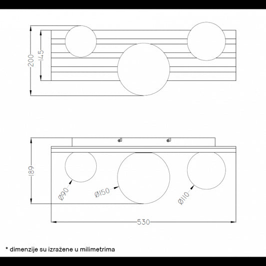 TALIA 61 PLAFONSKA SVETILJKA 3*G9 DRVO