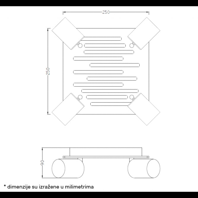 TALIA 68 SPOT SVETILJKA 4*GU10 CRNA/DRVO
